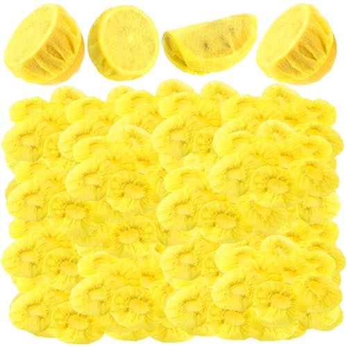 Gulfmew Lot de 300 housses extensibles en forme de coin de citron pour presser sans graines ou moitiés Jaune