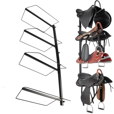 Pferdesattel Aufbewahrungsregal, 4 Stöckiges Sattelregal Eisen Wand Montierte Saddle Stand Holder Storage Rack, Hält 4 Englisch Sättel Zubehör