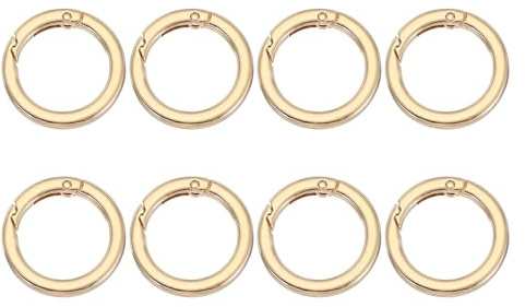 PATIKIL 8Pcs Anillos en O con Resorte 1.4 Pulgadas Clips Redondos Oro Claro