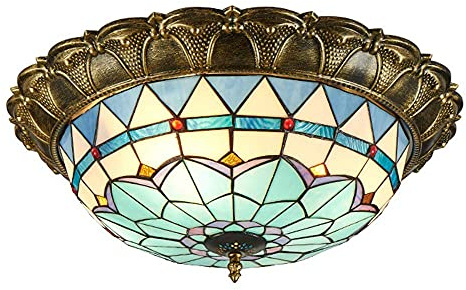 Plafonnier coloré en Verre tachée à Lampe lampadaire Flushmount LED Plafond Pendant Pendant, B, 40 cm Life intéressant (C 52 cm)