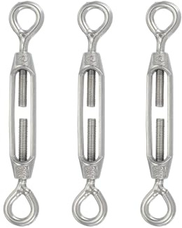 PATIKIL 3pcs Tensor Cable Ojo Y Ojo M4 Acero Inoxidable 304 | Para Ajuste Tensión En Cableados Barandales, Herraje Para Tensar Alambre Metal Para Sombreado