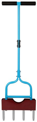 Aerator Lawn Tool with Larger Soil Core Storage Tray, 38” Height Core Aerator,Manual Aerator Lawn Tool,Lawn coring Aerator with 4 Stainless Tines,Grass Aerator for Lawn Care,Tool for Garden