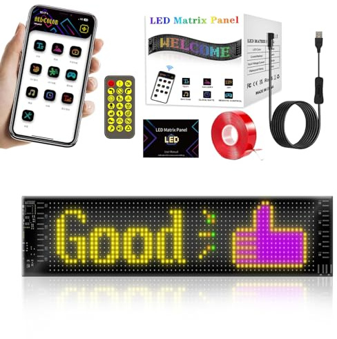 Aartner Devil Eyes Light For Cars, Led Augen für Lkw, IP65 Wasserdicht Led Anzeige Bluetooth Programmierbar Laufschrift Leuchtreklame, Weiche Display für Auto, LKW, Text, Graffiti (92mm*374mm)