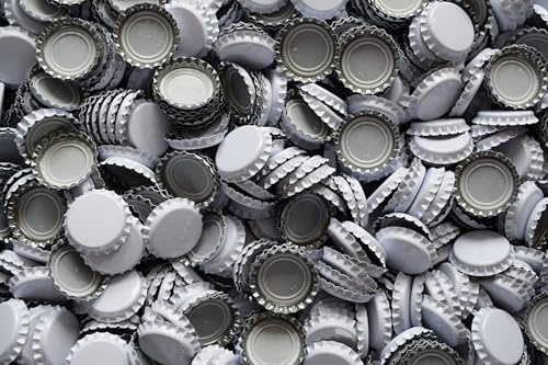 Dekohelden24 1000 Kronkorken, Kronkorken, Metall - Kronkorken, Kronkorken zum selber abfüllen, Kronkorken für Standardflaschen, lebensmittelecht, in weiß.