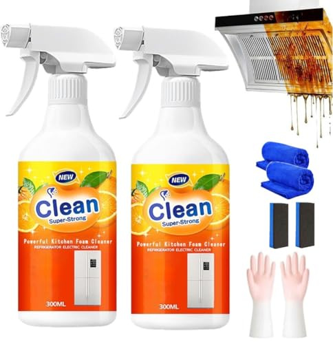 Powerful Kitchen Foam Cleaner, 2025 Upgraded Multi-purpose Bubble Cleaning Spray, Heavy-Duty Kitchen Foaming Degreaser, Easy Glow Magic Kitchen Cleaner, For Range Hood, Oven, Grill, Cooktops(2pcs)