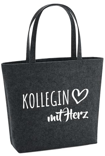 Huuraa Filzshopper Kollegin mit Herz Geschenk | Große Filz Einkaufstasche 22 Liter Shopper Filztasche Geschenkidee herausnehmbarer Tasche innen