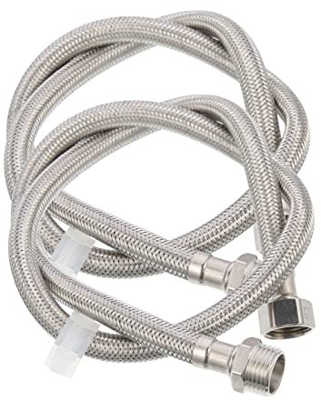 Hose 1/2 Stainless Extension Machine Steel 2pcs Washing Inch Threaded
