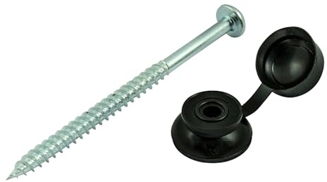 [FIXINGS DIRECT] Corrugated Sheet Fixings - Black Or Clear + Spacers | Plastic Roofing Screws with Caps | Spacers Corrugated Roofing Sheet Screws | Shed Sheets (Black (10x3))