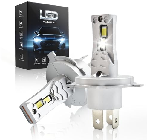 Onraying Lampadina H4 LED, 36000 Lumen, Luce Bianca Fredda 6500K,Luminosità Aumentata dell' 800%, Sostituzione 1:1 Delle Lampadine Alogene,Impermeabile IP68, Compatibilità al 99%, Durata di 90000 ore