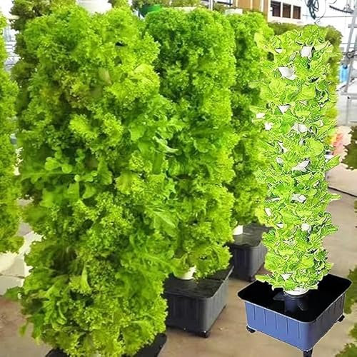 WJYTDHIQS Set di Torri idroponiche a 15 Piani e 45 Fori, Kit di Coltivazione Aeroponica a Torre da Giardino, con Pompa idratante, Adattatore, vasi a Rete, per Erbe Interne, Frutta e Verdura