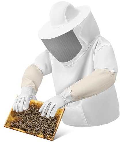 SOIMISS Bienenanzug Mit Handschuhen Und Belüfteter Schleierhaube Für Imker Leicht Und Atmungsaktiv Mit Reißverschluss Und Elastischen Bündchen Für Schutz Und Komfort