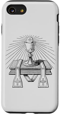 Symbole de la prêtrise catholique eucharistie calice étole ligne art Coque pour iPhone SE (2020) / 7 / 8