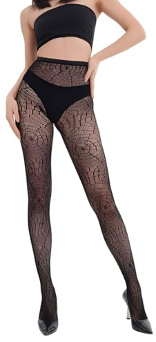 NOPKESV 1 Paar Spinnen Strumpfhose Netzstrümpfe Hose für Faschingskostüme Kostüm Zubehör für Karneval und Halloween,SPIDERWEB TIGHTS