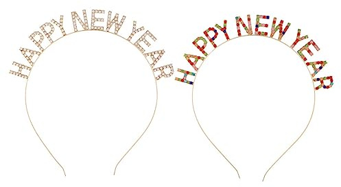Veemoon 2stücke Neujahrsstirnband Mit Strass-anhängern Haarreif Für Silvester Neujahrstiara Für Damen Haarschmuck Für Party Neujahrsaccessoires Zum Festivals