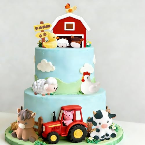 JeVenis Farm Animal Cake Decoration Sheep Cake Topper Farm Birthday Decor | Cow Cake Decoration Pig Cake Topper for Farm Animal Baby Shower Birthday Party Decorations