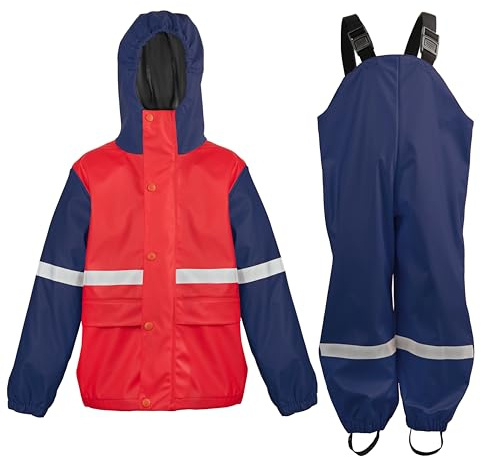 Regenanzug Jungen Mädchen - Wasserdichtes PU Regenjacke & Hose(NYRD,8-10)