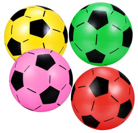 FIXOSHEE 4 Piezas Balones de Fútbol Inflables para Adultos Colores Surtidos de Plástico y Resistentes para Casa Parque y Playa Color Aleatorio Color Aleatorio