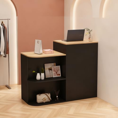 yurstcggh Comptoir De Caisse et Bureau De Réception avec Tiroir Verrouillable avec des Compartiments de Rangement Ouverts,pour Salon de Coiffure,Studio de beauté,Magasin,supermarché 100×45×95cm
