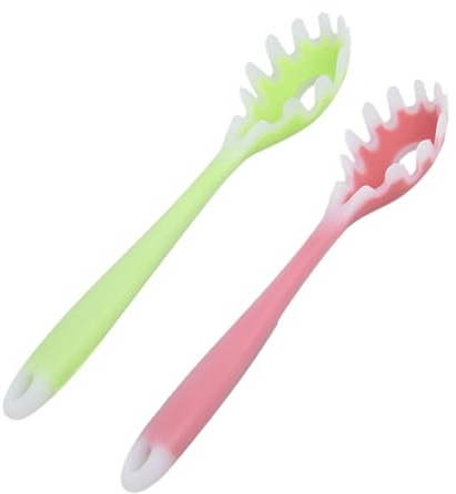 HOMSFOU Cucchiaio per Spaghetti in Silicone 2 Pezzi, Mestolo Antiaderente e Colino da Cucina Pratico, Utensile per Pasta Fatto in Casa, Leggero e Sicuro per Uso Domestico