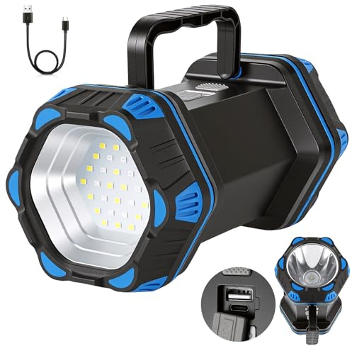 Zevrang Rechargeable Torch LED Bright, USB Charging Waterproof for Camping | Handheld Super Bright, 4800mAh Battery, Standard Torches, Portable, High Power Beam for Outdoor Activities Emergency