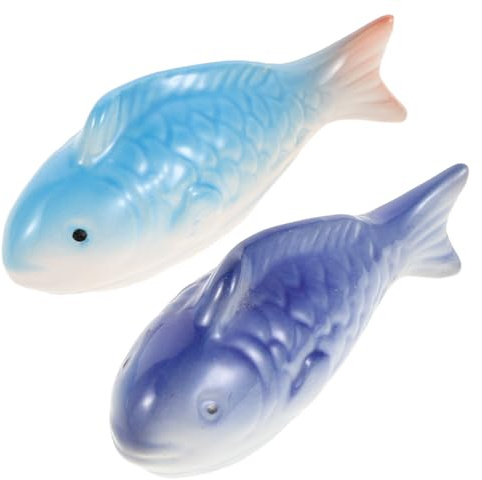 SEWOART 2pcs Ceramic Koi Fish Aquarium Décor Floating Ornaments Blue and Sky Blue Ceramic Fish Tank Landscaping Decoration for Garden Pond and Bathroom