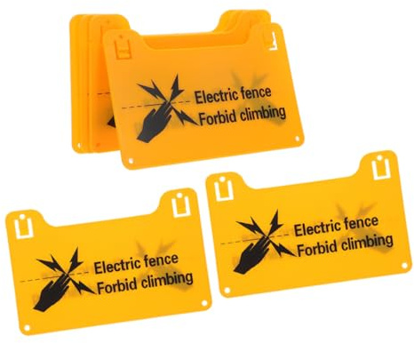 CRAFTHROU 6 Gelbe Pvc Warnschilder für Elektrozaun mit Abgerundeten Ecken Leuchtendem Text und Grate Geeignet für Tore und Elektrozaunpfosten zur Hochspannungswarnung