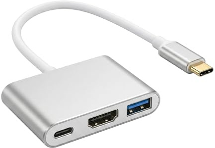 Adaptador USB C a HDMI Multipuerto, Adaptador 3 en 1 USB C HDMI, Hub USB C con HDMI 4K, Carga PD 100W y USB 3.0 5Gbps, Multipuerto Tipo C para HP XPS Tablet Móvil Monitor TV Proyector