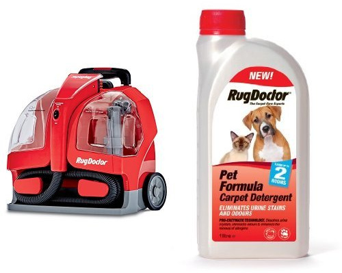 Rug Doctor Portable Spot Cleaner, 1.9 Litre, Red/Black & Rug Doctor Pet Formula Detergent, 1 Litre