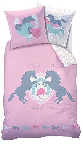 Pferde Biber Bettwäsche Mädchen 135x200 cm Pferd 135x200 cm + Kissenbezug 80x80 cm 100% Baumwolle