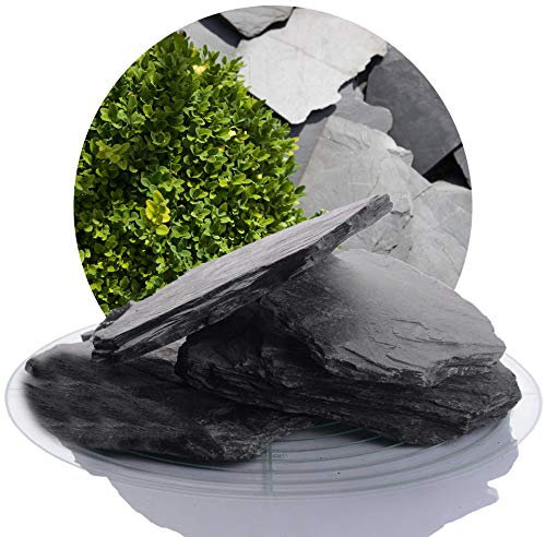 Schicker Mineral Schiefer Ziersplitt schwarz 70-200 mm 25 kg, Schiefersplitt aus Deutschland, Schieferbruch, farbechter Naturstein ideal zur Gartengestaltung und als Alternative zu Rindenmulch
