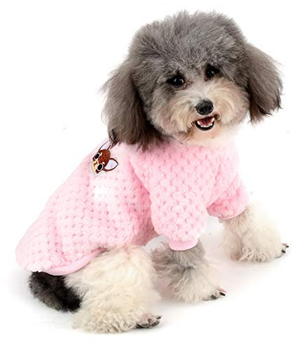 Zunea Hundepullover für kleine Hunde Fleece Warm Weich Welpen Sweater Wintermäntel Winterjacken Hunde Bekleidung Haustier Chihuahua Katzen Kleidung Rosa S