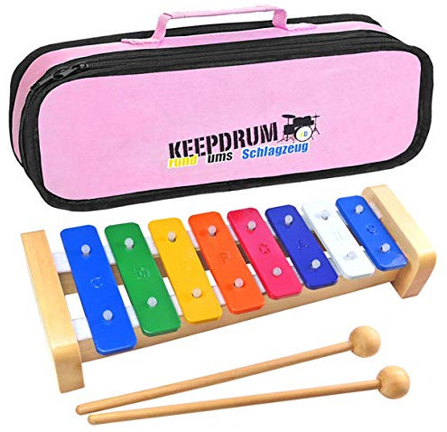 keepdrum KGS2 Kinder Glockenspiel + MB01PK Tasche Pink
