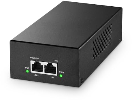 YuLinca Iniettore Gigabit PoE+, 90 W, 802.3 af/at/bt 1000 Mbit/s, Plug & Play, metallo per montaggio a parete, distanza fino a 100 metri