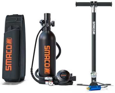 SMACO Tauchflasche Zum Sporttauchen S400Pro Tauchen Sauerstofftank mit 1L Kapazität Unterstützen Sie Unterwasseratmung (Nicht Mehr als 16ft) Neue Generation Tauchzylinder Unterwasseratemgerät