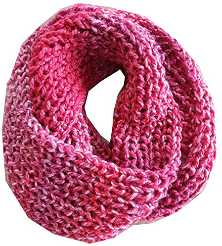 Wollschal Loop XXL ca. 155cm lang Schal handgestrickt rot mit FarbverlaufSchlauchschal Loopschal Rundschal Schlauchtuch gestrickt