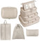 Bansga Koffer Organizer 8 Set, Packing Cubes Kofferorganizer Kleidertaschen Schuhbeutel Reiseorganizer Packwürfel Kosmetik Travel Organizer Packtaschen für Koffer-Beige