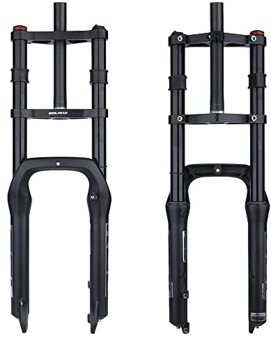 BOLANY Fahrrad-Federgabel, 50,8 cm (20 Zoll), 4,0 Reifen, Doppelschulter, Schnee, Strand, MTB, Fat Fork, 135 mm Verfahrweg, gerader Schlauch, QR 9 mm, 3,8 cm Lenkstange