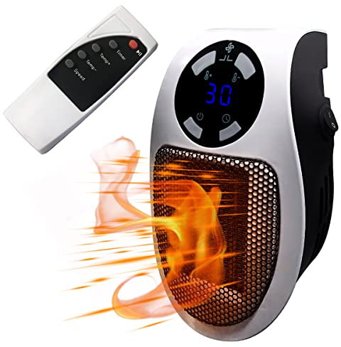 Keramik Heizlüfter Hillylolly 500w Heizlüfter Steckdose Heizlüfter, mini Heizlüfter wärme, Elektroheizung Wandmontage, Heizlüfter Energiesparend leise für Badezimmer, Zimmer (Weiß)