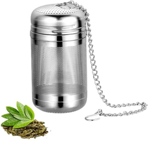 Tootesa Colino da tè in acciaio inox 316 per tè sfuso con gancio a catena, a maglia fine, riutilizzabile da appendere a teiere e tazze