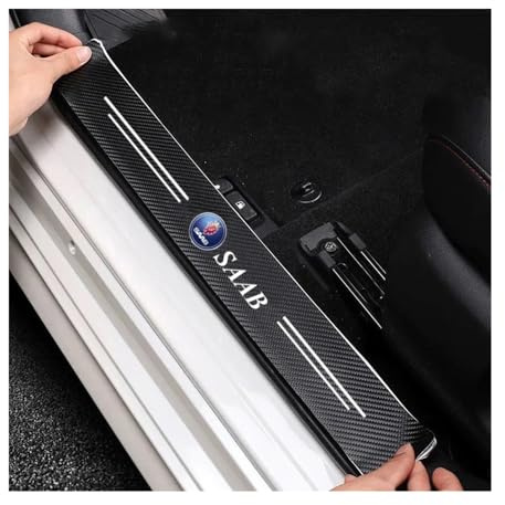 OBong 4 Piezas Fibra Carbono Coche Decoración para Estribos Accesorios Compatible con para Saab 93 95 Saab 9-3 9-5 900 9000 Umbral De Puerta Protectores Tira