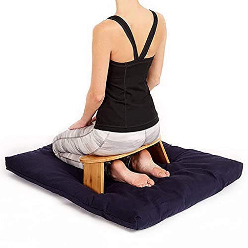Samnuerly Tragbare Knie-Meditationsbank mit klappbaren Beinen, Perfekter Kniehocker, ergonomische Bambus-Yoga-Bank für längeres Üben (45,7 cm B x 19,1 cm L), mit Tragetasche