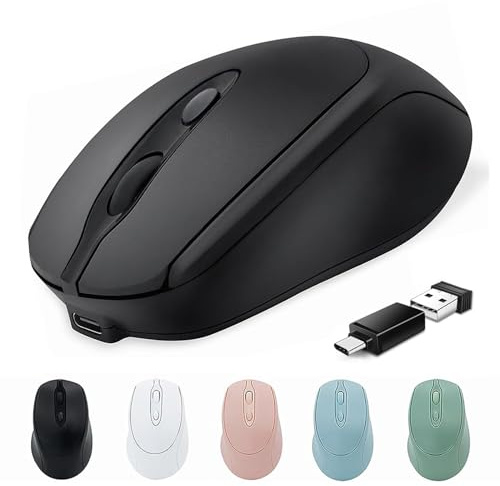 Quntee Ratón inalámbrico Bluetooth USB C para Mac Air Pro/iMac/computadora/portátil, mouse inalámbrico Bluetooth tipo C compatible con MacBook/iPad/Surface Pro, mouse portátil silencioso recargable