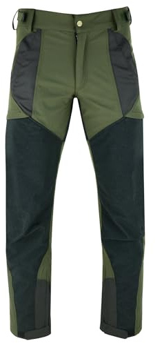 KONUSTEX MECUM Pantalone da Caccia Verde in Softshell Verde, Impermeabili e Traspiranti con Rinforzi e Fodera antisudore (IT, Testo, L, Regular, Regular, Verde)