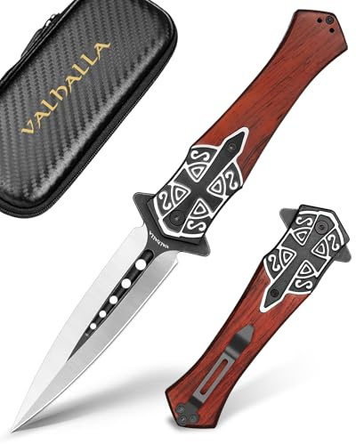 LOTHAR PASTOR 2 Couteau Pliant, D2 Acier Couteau à Une Main Avec Clip de Ceinture, Couteau de Poche Avec Gravure en Relief 3D, Liner Lock, Convient Pour la Collection