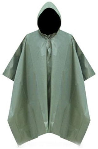 BeLongsYou Poncho Impermeabile per la Pioggia, Impermeabile Militare Mimetico Multifunzionale, Impermeabile con Cappuccio e Fori per la Fibbia in Metallo,Verde,One Size