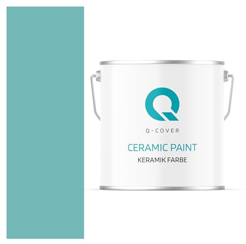 Q-COVER Keramik Farbe 5L (ca.35m²) Türkis Wandfarbe Innenfarbe Abwaschbar Klasse 1 Mattfarbe Deckenfarbe Scheuerfest Küche Bad Treppen Ceramic Hohe Deckkfraft