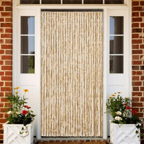 qohoio Insect Curtain Beige 118x220 cm Chenille-Curtains Door Fly Screen Curtain For Doorways Window Decorations Room Divider Door Curtain