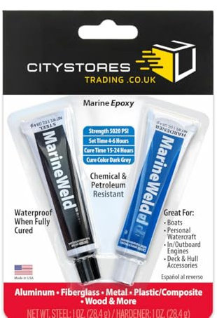 Citystores® JW Marine Waterproof Weld 2 Part Epoxy Adhesive Strong Bond Resin Glue For Metal Plastic Fiberglass Wood Ideal For Marine Use Heat Resistant And Easy To Apply