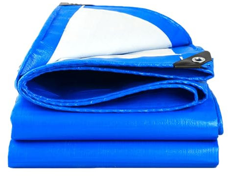 Strapazierfähige, wasserdichte blaue Plane mit Ösen für Garten, Pflanze, Hühnerstall, Camping, Terrasse, verstärkte PVC-Plane zum Schutz des Bodens