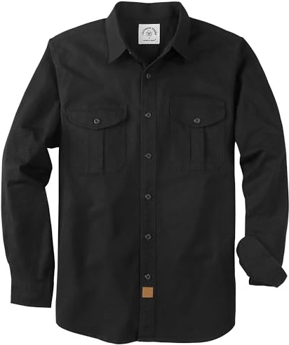 Dubinik Mäns Casual Skjortor Långärmade Affärsskjorta Vintage Hård Stretch Regular Fit Klänning, Svart 056, 3XL